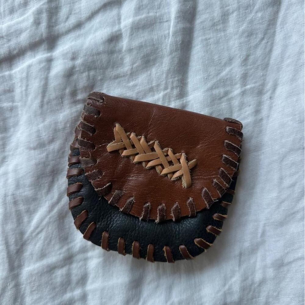 Vintage brown leather coin purse
